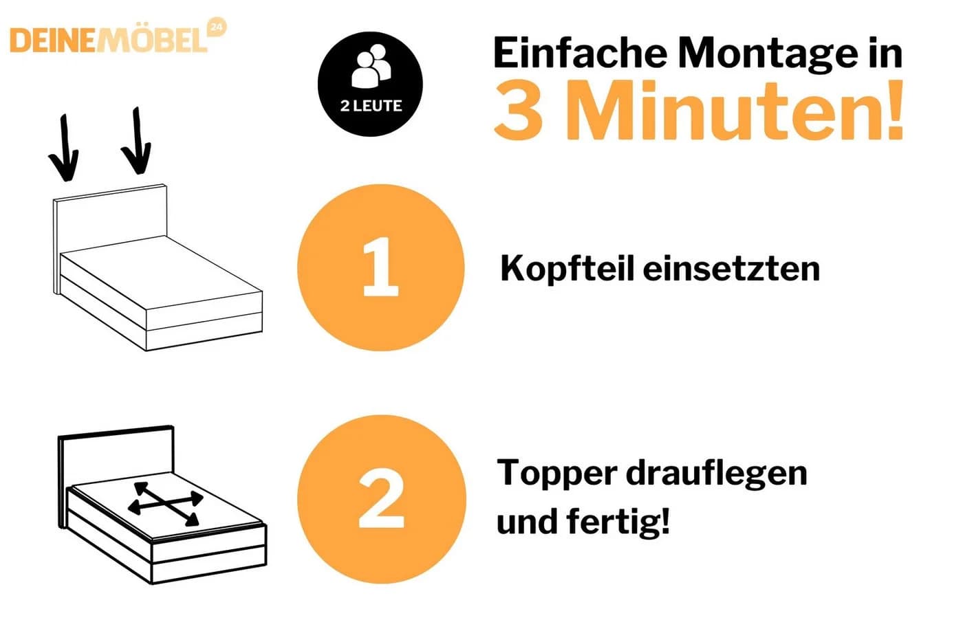 Deine Möbel 24 Boxspringbett JUNG 3 mit Bettkasten & Topper Anthrazit - Bild 5
