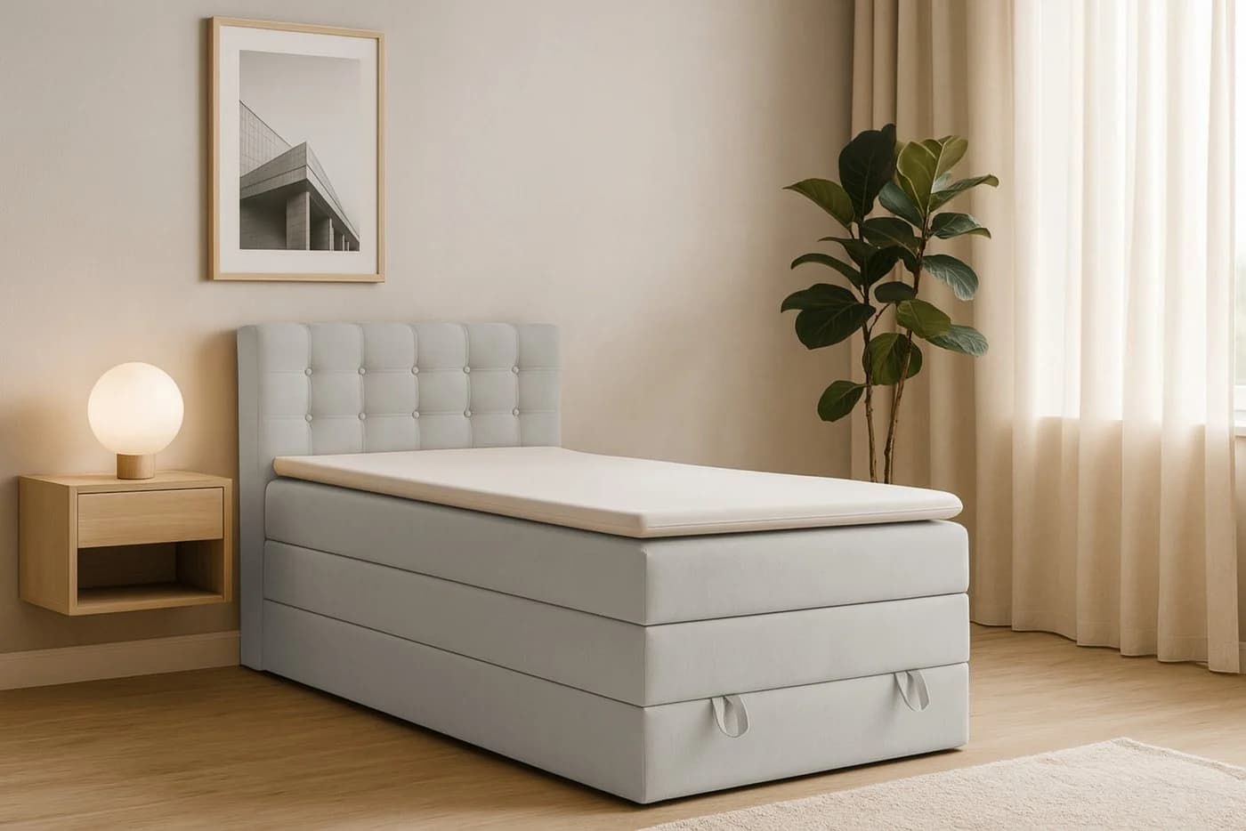 Deine Möbel 24 Boxspringbett JUNG 1 mit Bettkasten & Topper