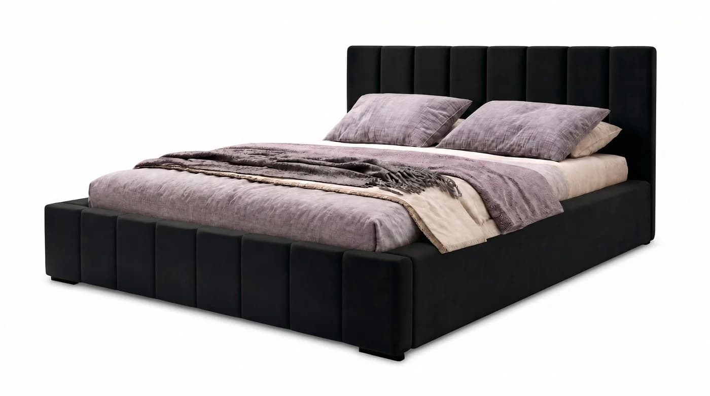 MARPUR Polsterbett NERO Schwarz mit Bettkasten und Lattenrost