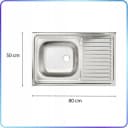 STAMAR Spülenschrank Küchenschrank 80cm Weiß Spüle 50x80 Abtropf Armatur Chrom Set Bild 5