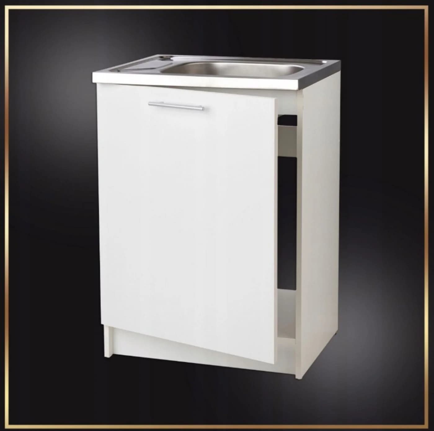 STAMAR Spülenschrank 60cm Weiß mit Spüle und Armatur