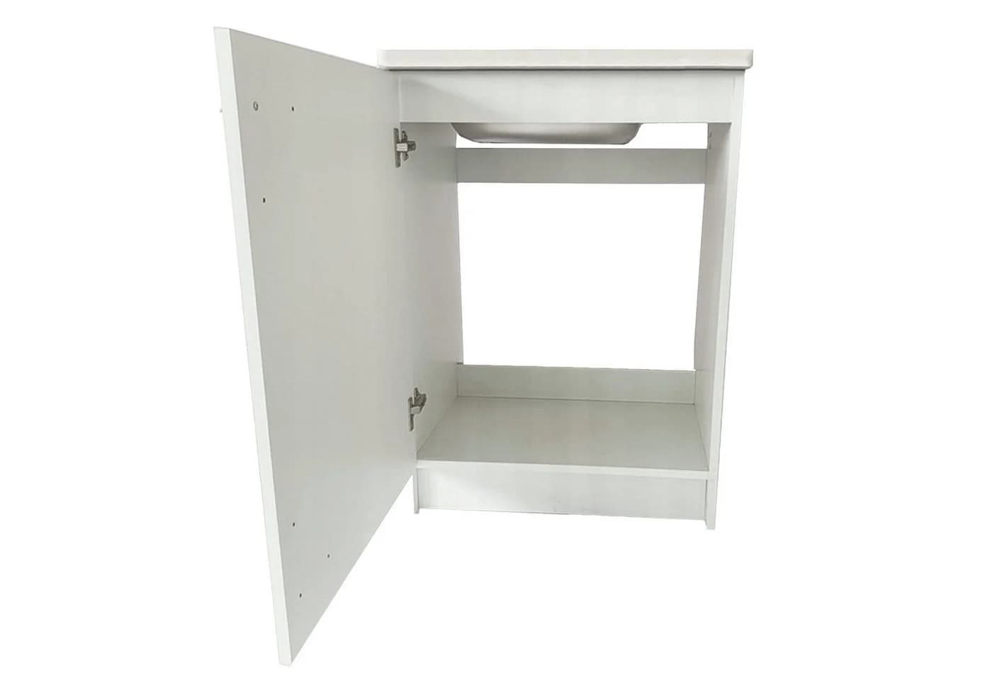 STAMAR Spülenschrank 60cm Weiß Deante Spüle Beige Flex-Armatur