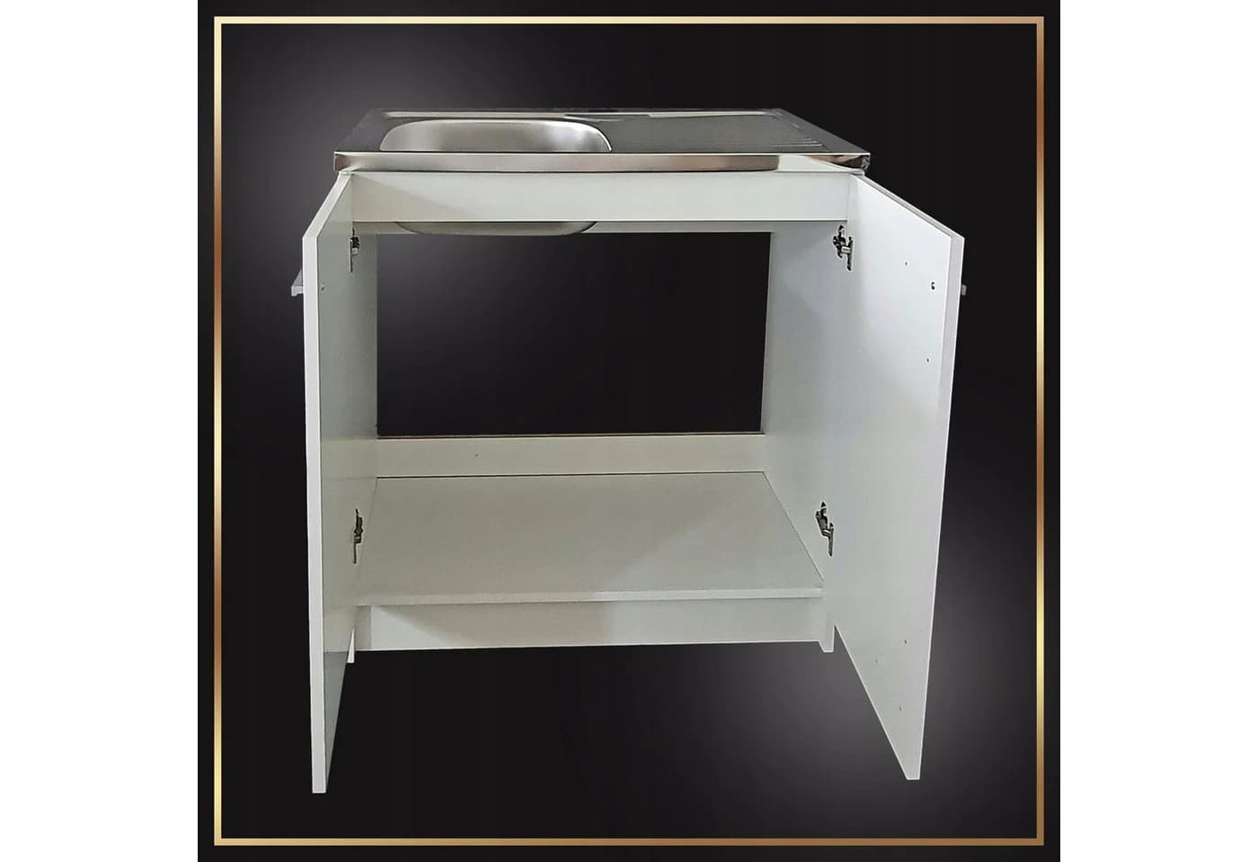 STAMAR Spülenschrank Küchenunterschrank 80 cm Weiß mit Spüle und Armatur Chrom - Bild 3