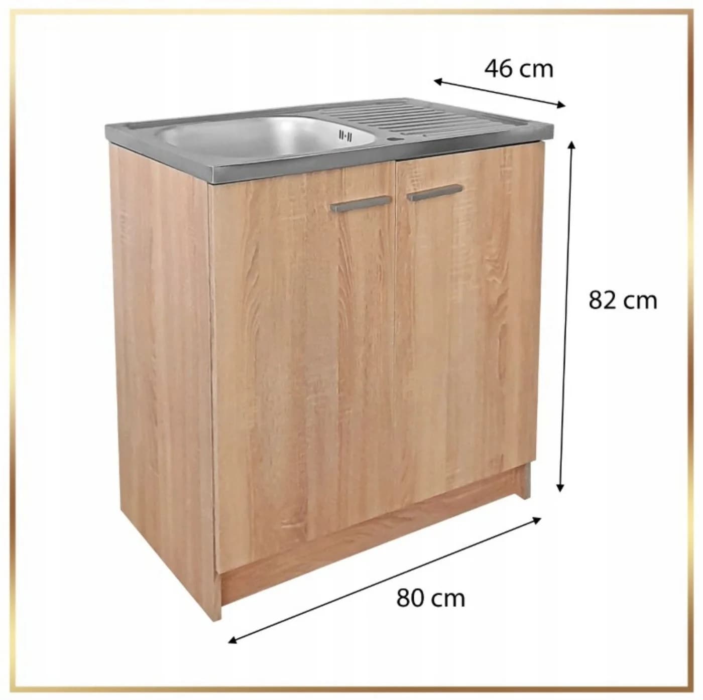 STAMAR Spülenschrank Küchenschrank 80cm Sonoma Eiche - Bild 4