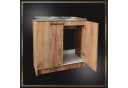 STAMAR Spülenschrank 80cm Goldene Eiche Edelstahl-Doppelspüle Bild 1