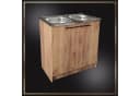 STAMAR Spülenschrank 80cm Goldene Eiche Edelstahl-Doppelspüle Bild 3