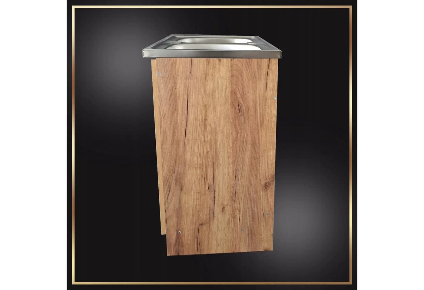 STAMAR Spülenschrank 80cm Goldene Eiche Edelstahl-Doppelspüle - Bild 5