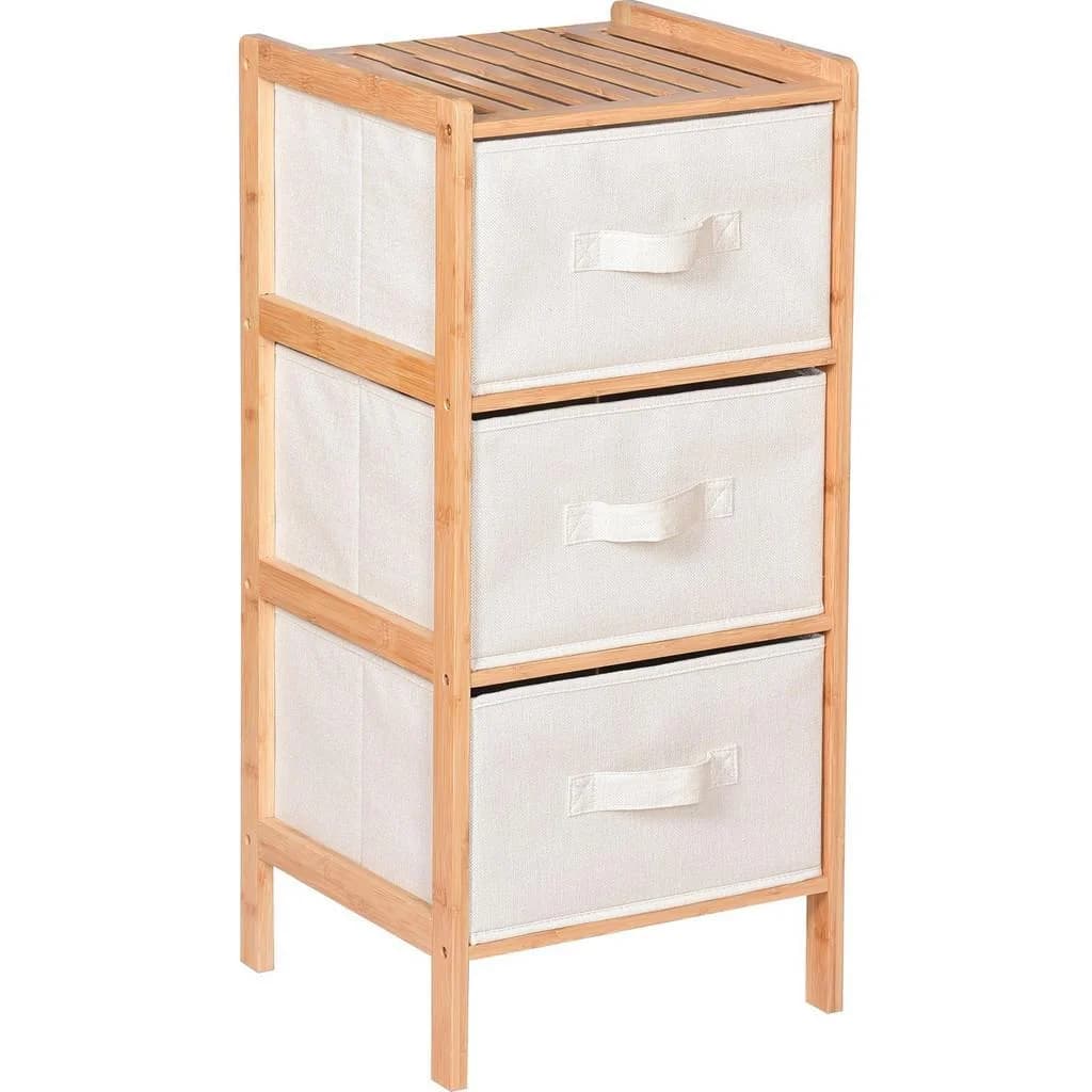 Begryf Badezimmerschrank Bambus 3 Schubladen Beige