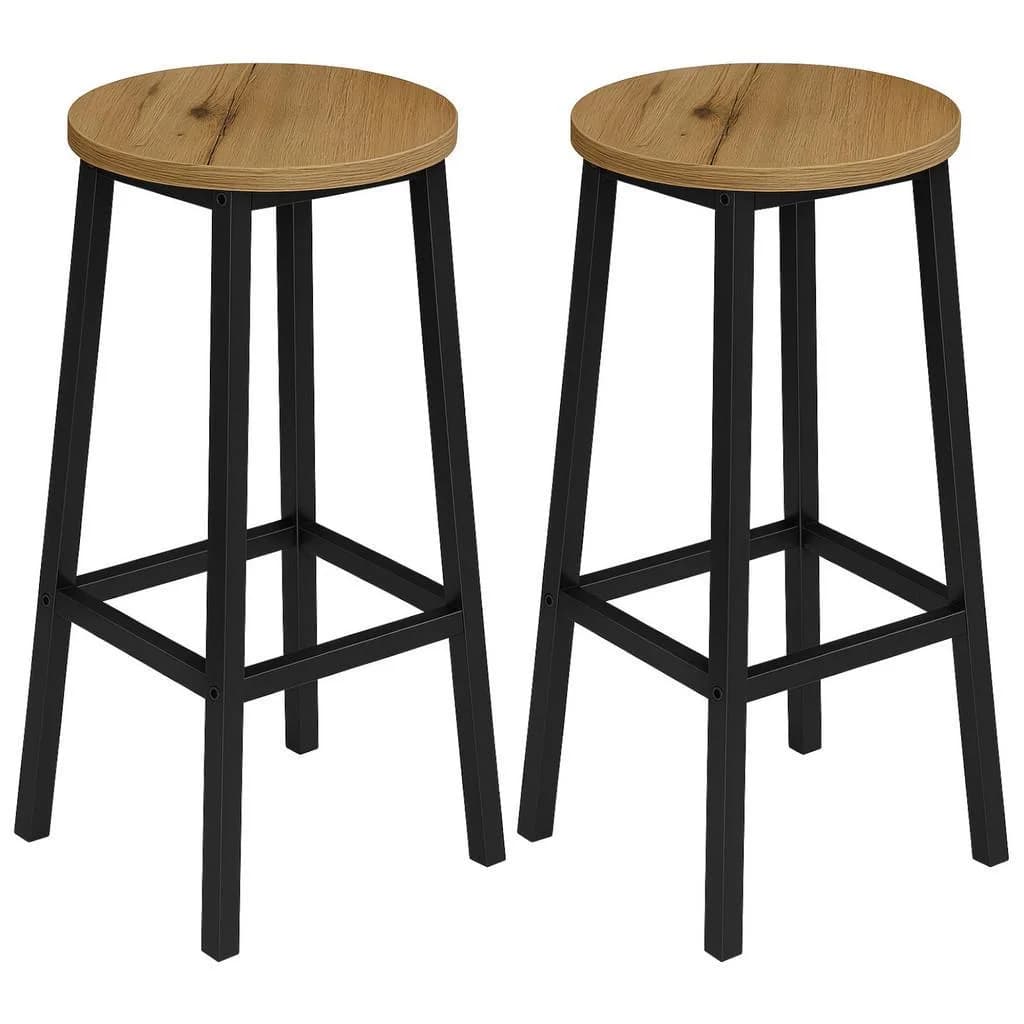 Begryf Barhocker 2er-Set Hellbraun Metall Holzoptik