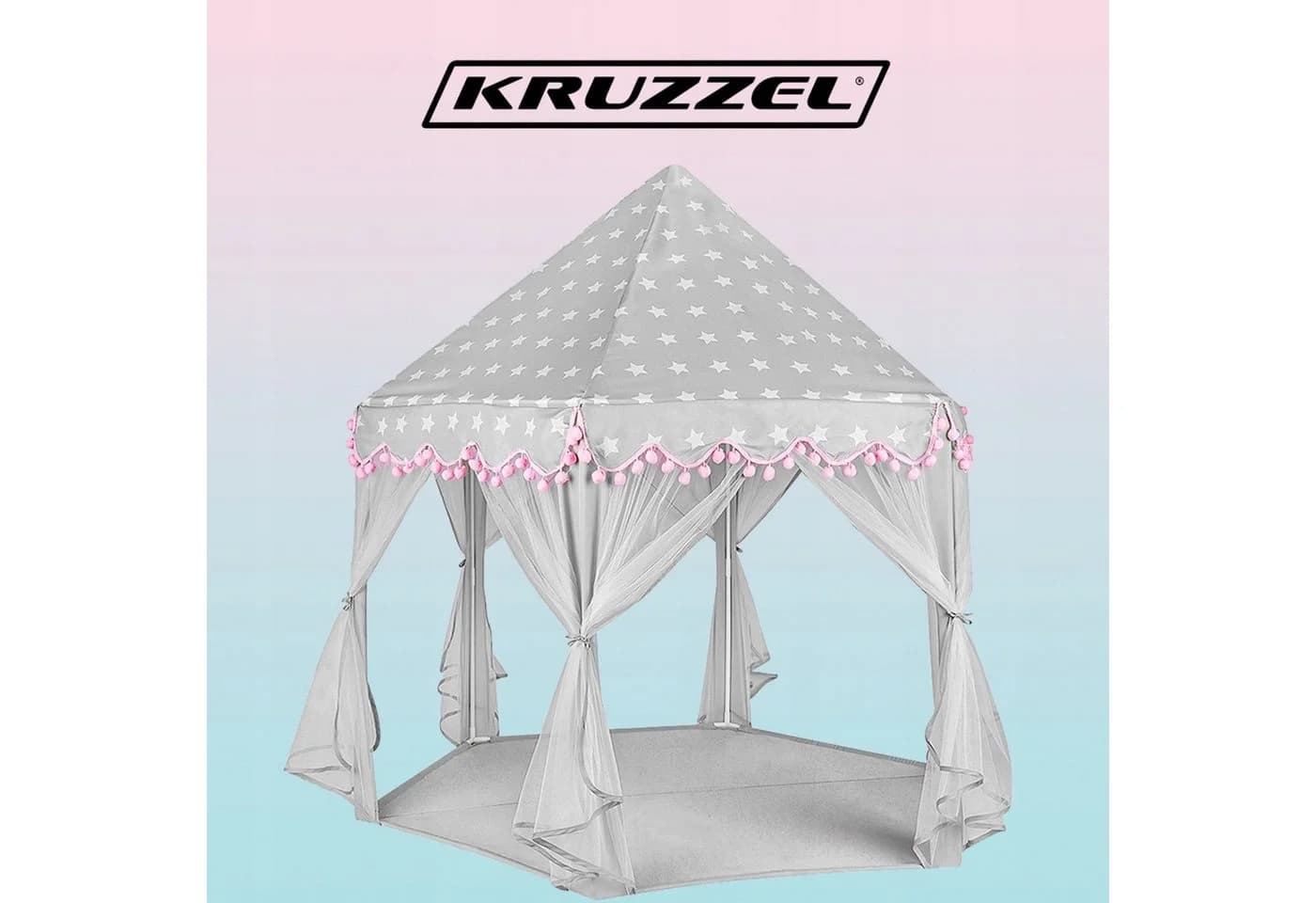 KRUZZEL Spielzelt Großes Kinderzelt Schloss Grau/Rosa Faltbar - Bild 3