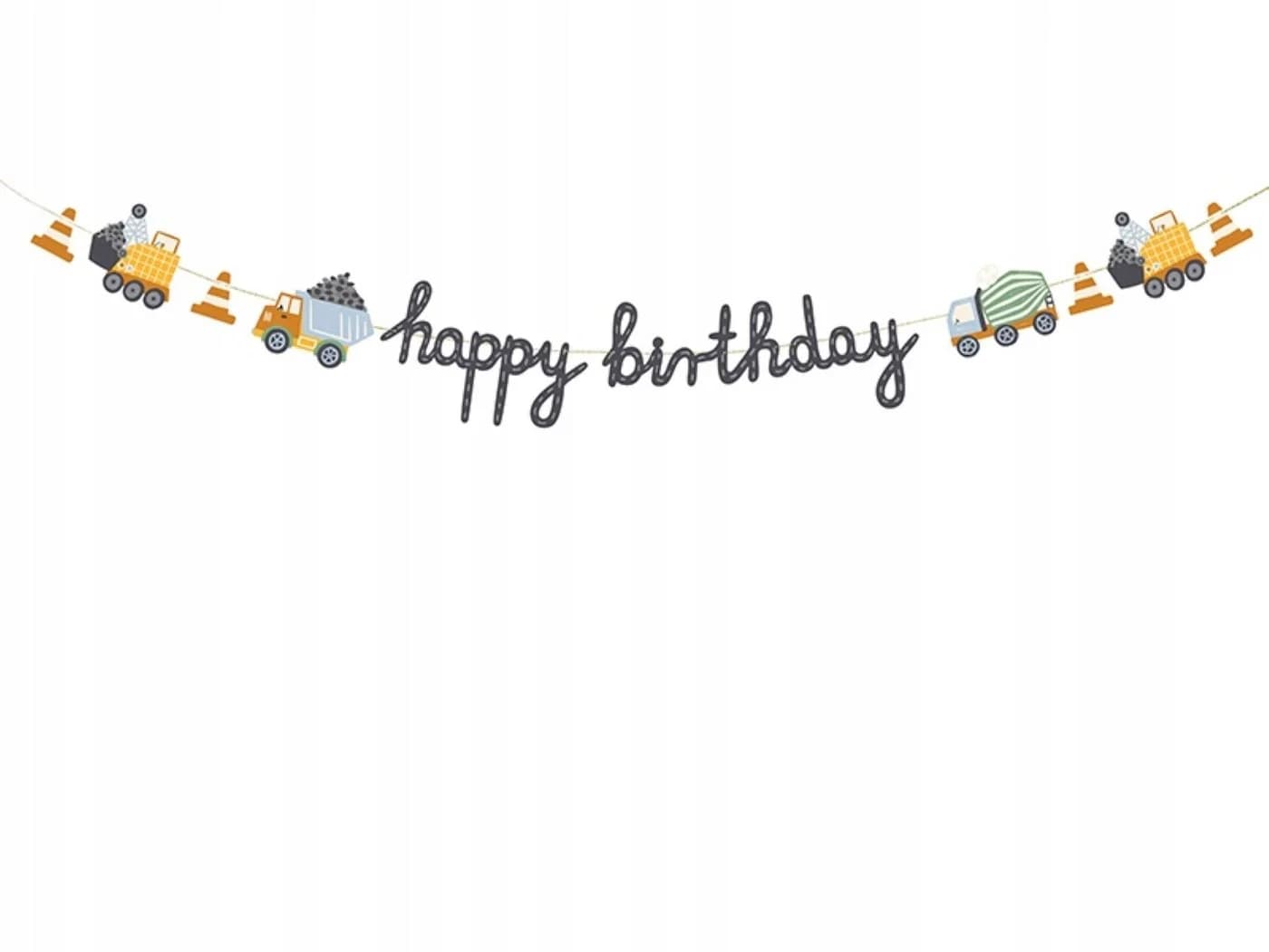 partydeco Happy Birthday Banner Baustellenfahrzeuge - Bild 3