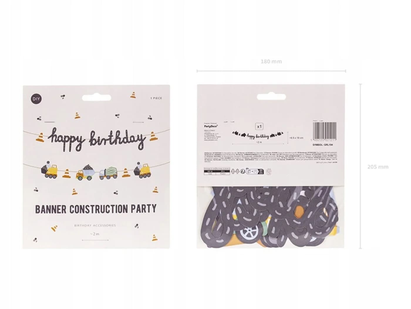 partydeco Happy Birthday Banner Baustellenfahrzeuge - Bild 5