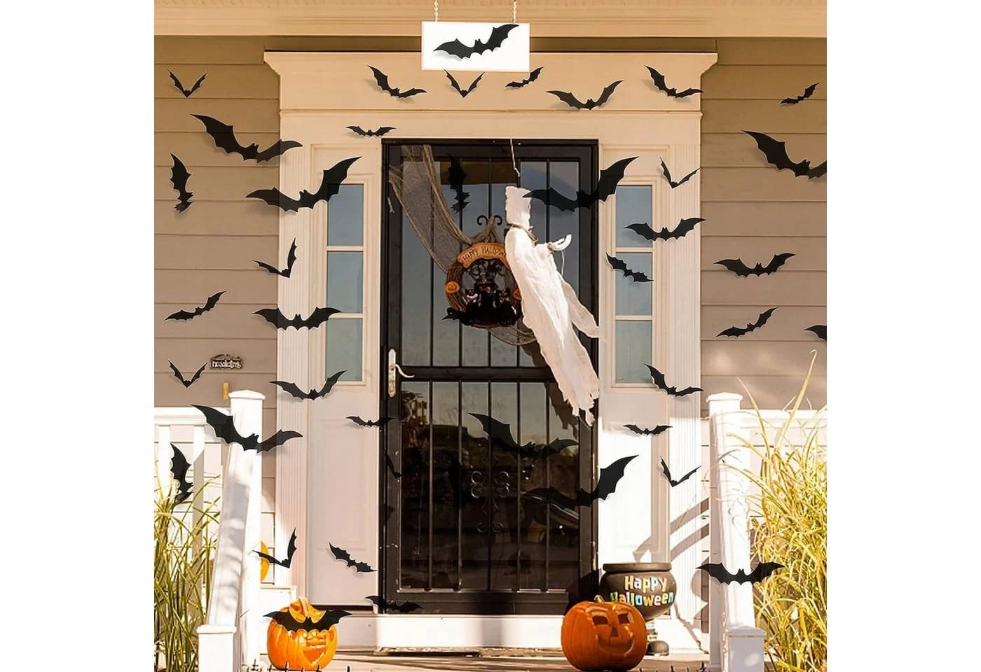 Halloween Fledermaus Girlande mit 15 Stück & reflektierenden Aufklebern