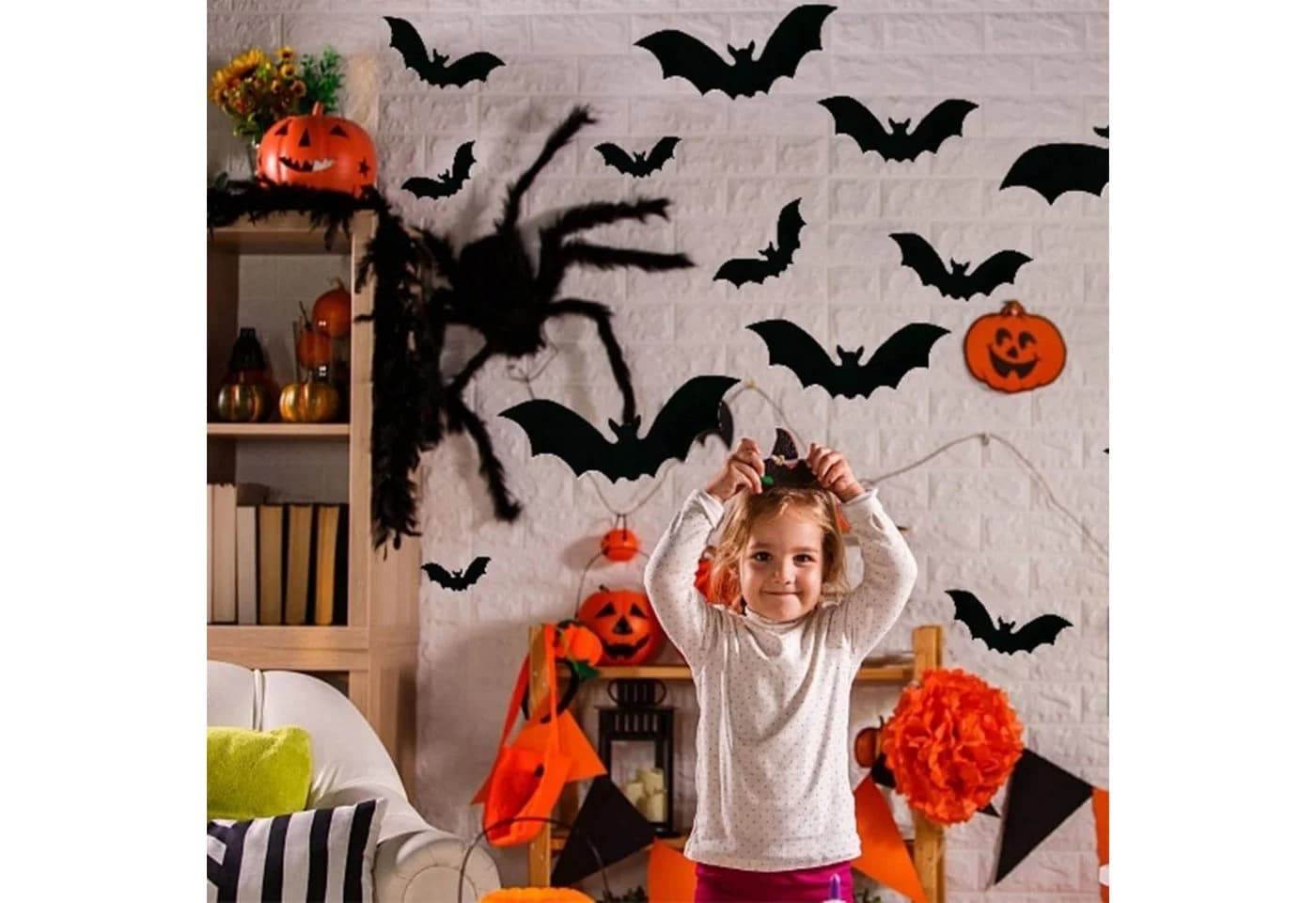 Halloween Fledermaus Girlande mit 15 Stück & reflektierenden Aufklebern - Bild 5