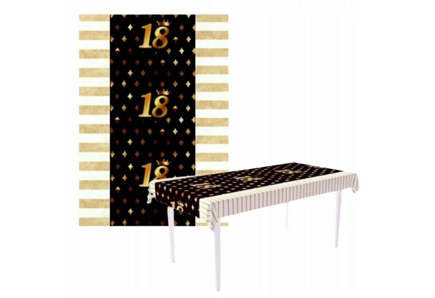 Festivalartikel Tischdecke Elegante Schwarz Gold Einweg für 18. Geburtstag