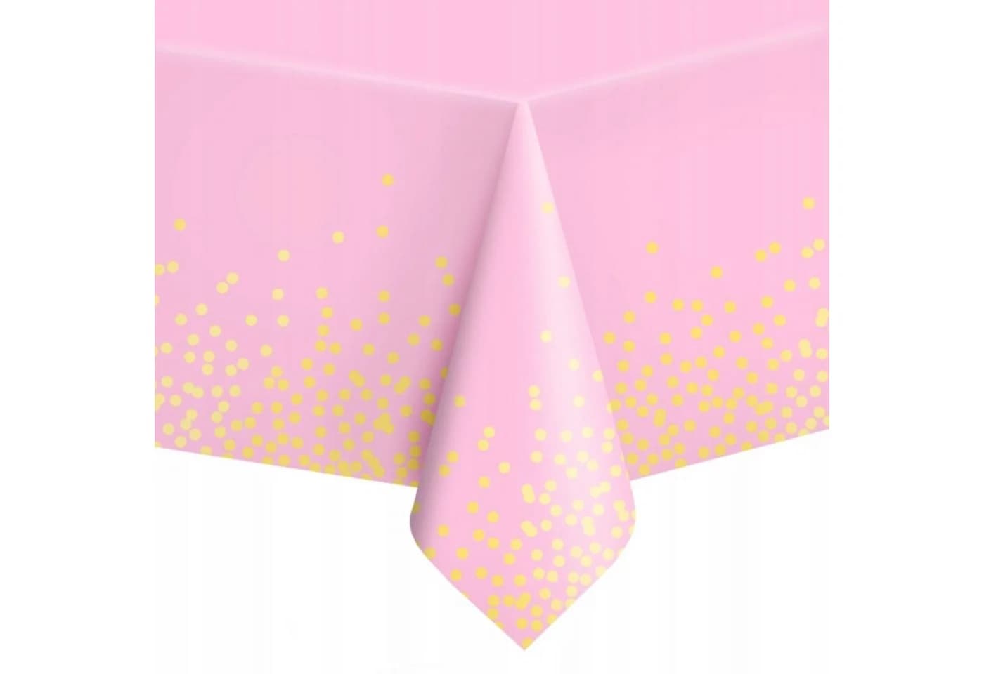 Festivalartikel Einweg-Tischdecke Rosa mit Goldpunkten