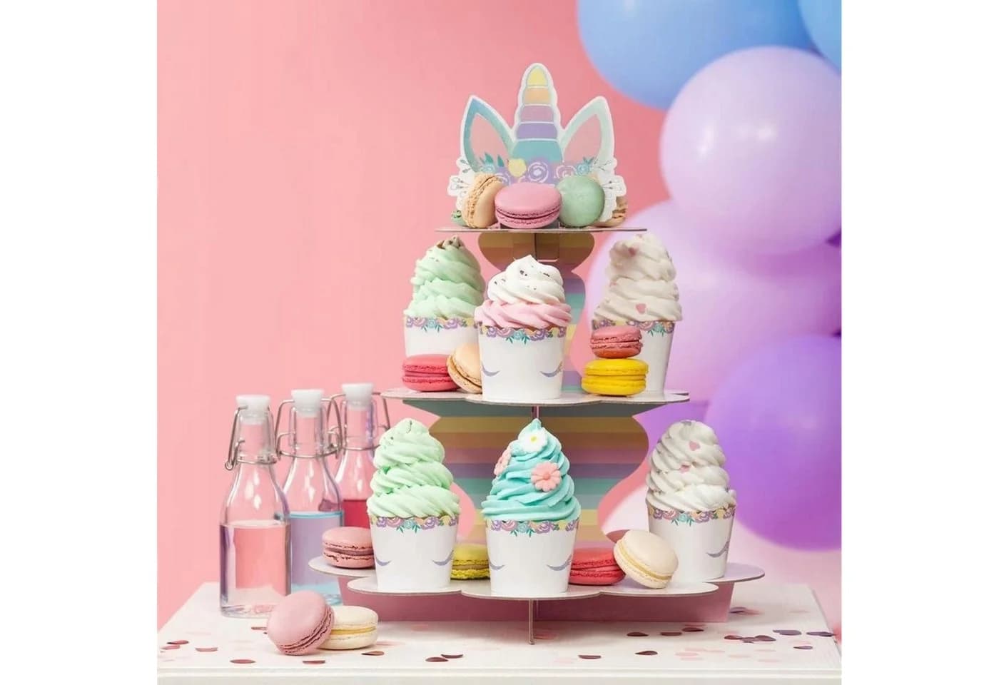 PartyPal Einhorn-Kuchenplatte Weiß Papier