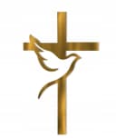 Festivalartikel Goldener Plexiglas Torten-Topper mit Kreuz und Taube Bild 2