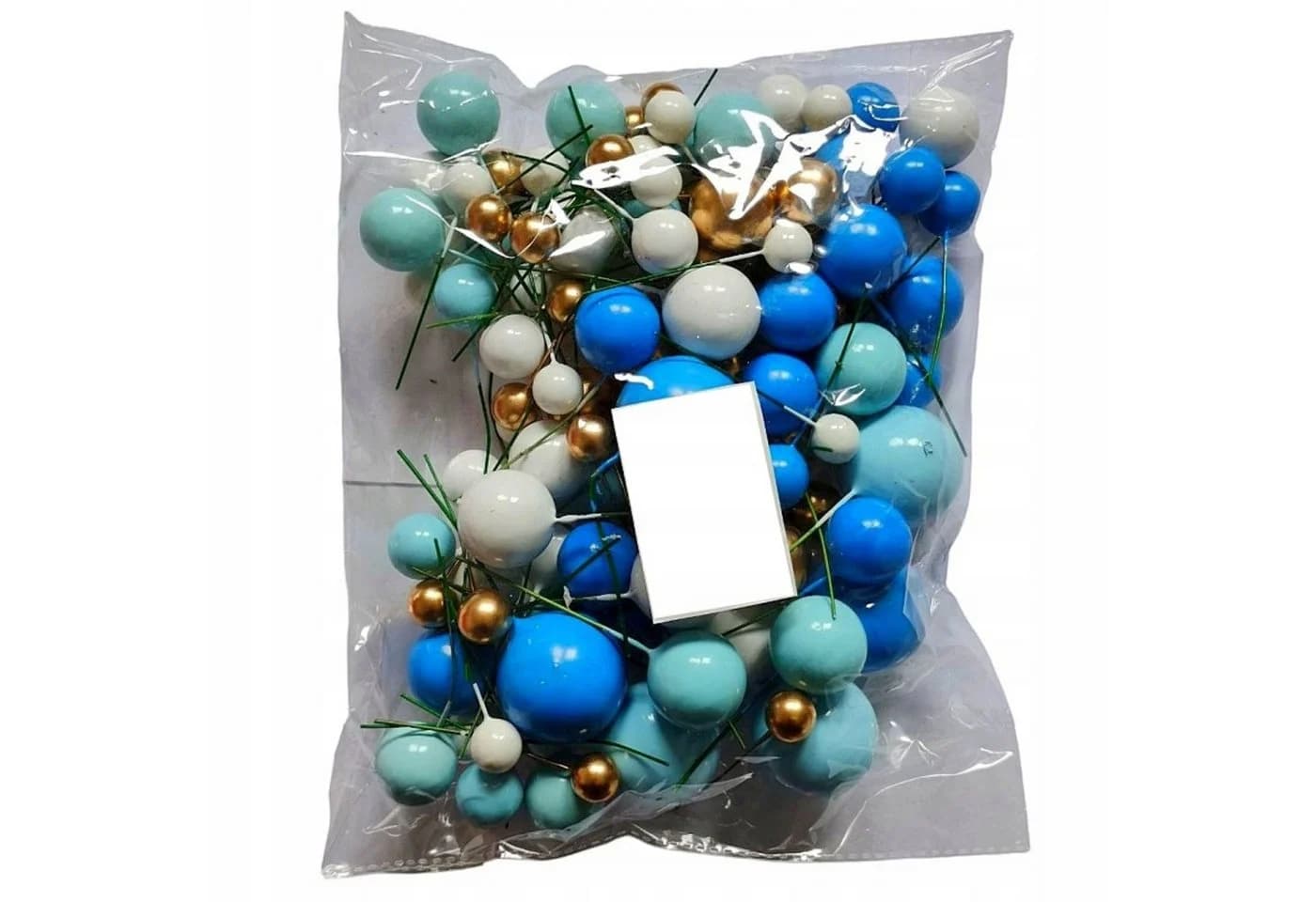 Festivalartikel Tortendeko Kugeln auf Pik Blau-Gold-Weiß 108 Stk. - Bild 5