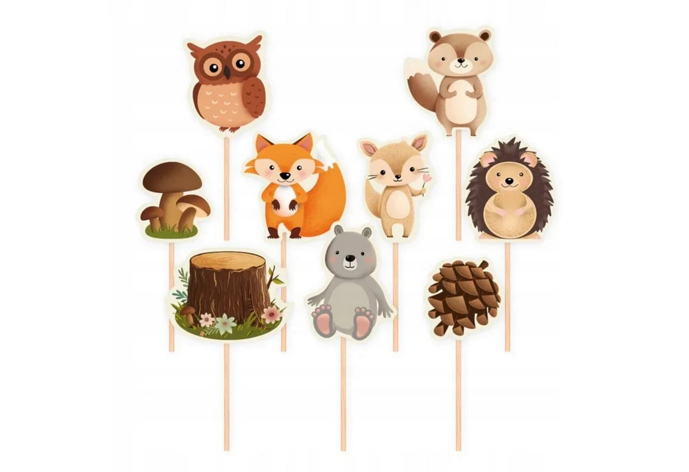 PartyPal Topper Waldkuchen- und Cupcake-Topper 9 Stück Bunt Papier - Bild 2
