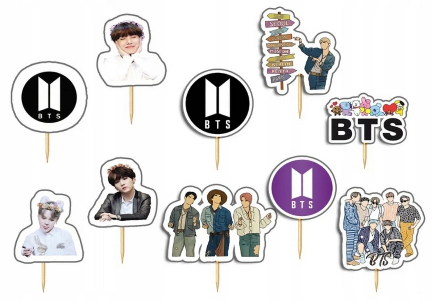 BTS KPOP Tortenstecker Set 10-teilig Kuchen Topper