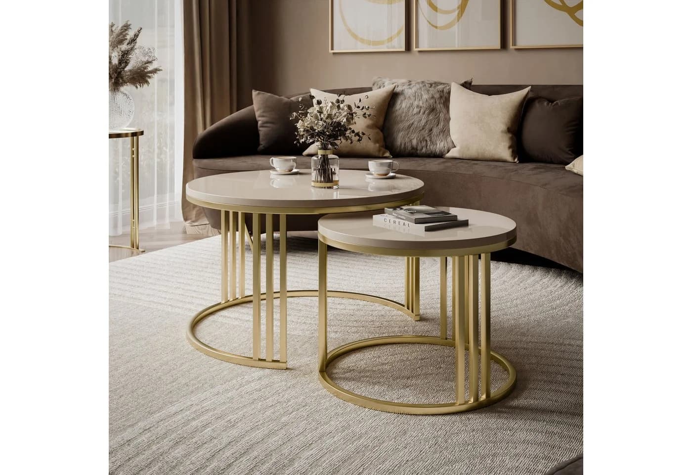 Lookway Couchtisch LORI 2in1 Hochglanz Gold - Bild 3