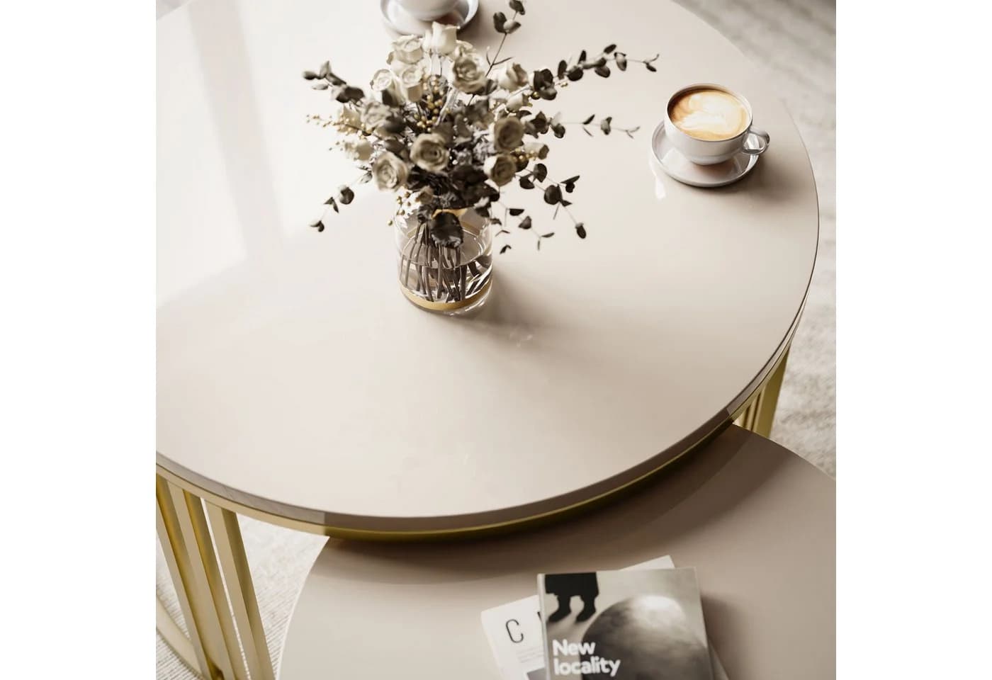 Lookway Couchtisch LORI 2in1 Hochglanz Gold - Bild 4