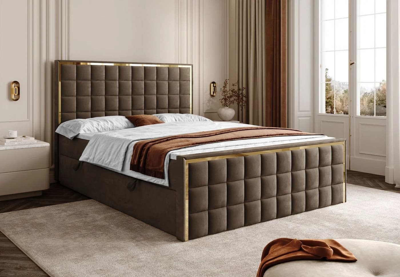 Lookway Boxspringbett ISADORA II GOLD mit Bettkästen und Topper - Bild 2
