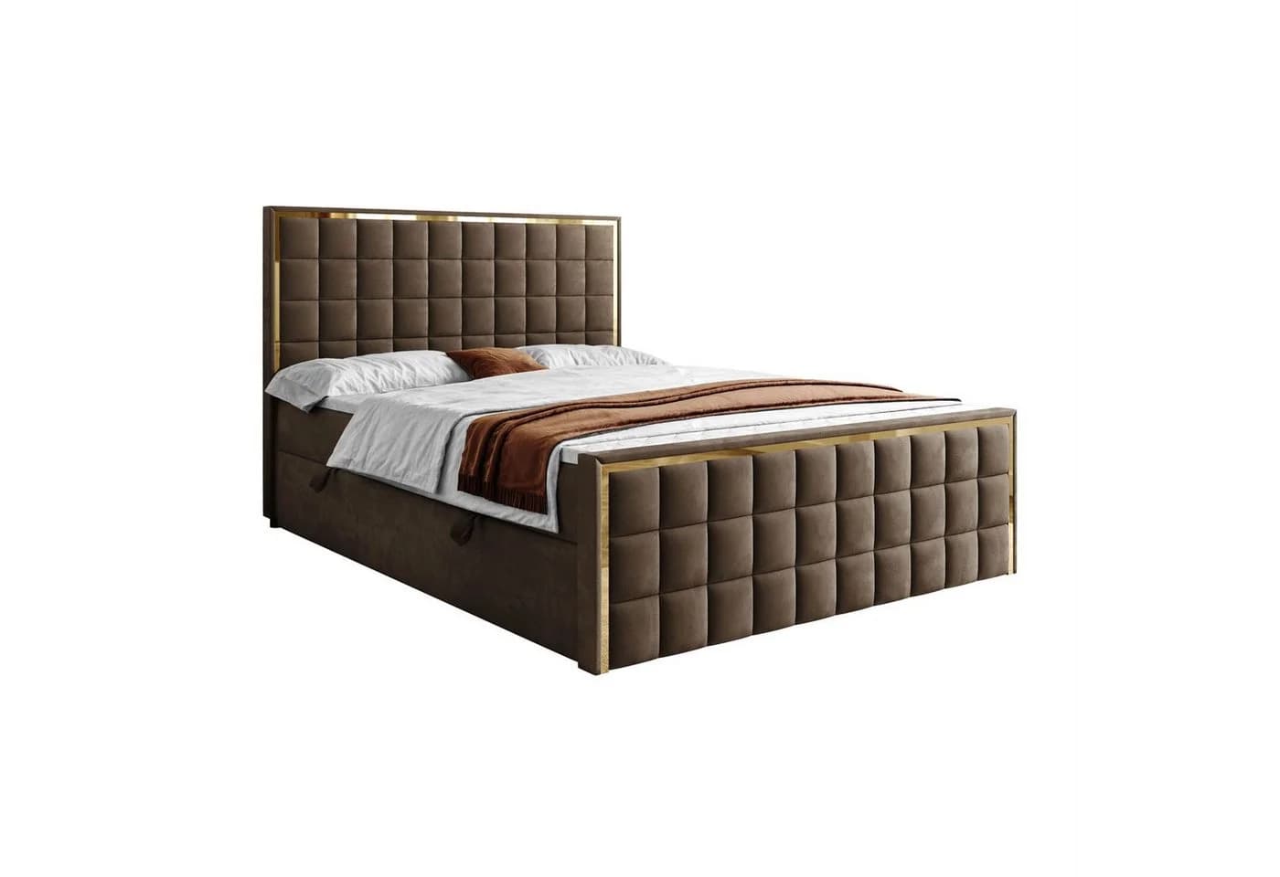 Lookway Boxspringbett ISADORA II GOLD mit Bettkästen und Topper - Bild 4