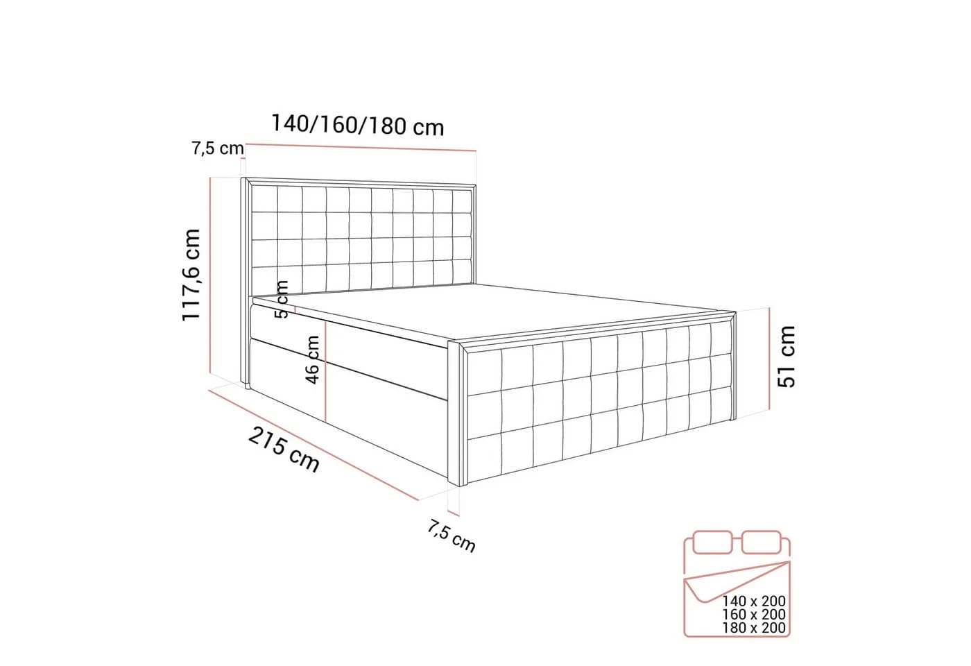 Lookway Boxspringbett ISADORA II GOLD mit Bettkästen und Topper - Bild 5