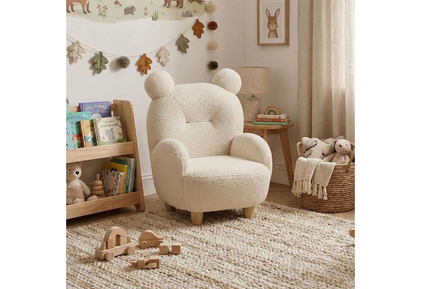 Lookway Kindersessel MINNIE Bärenform Boucléartige Teddy-Struktur