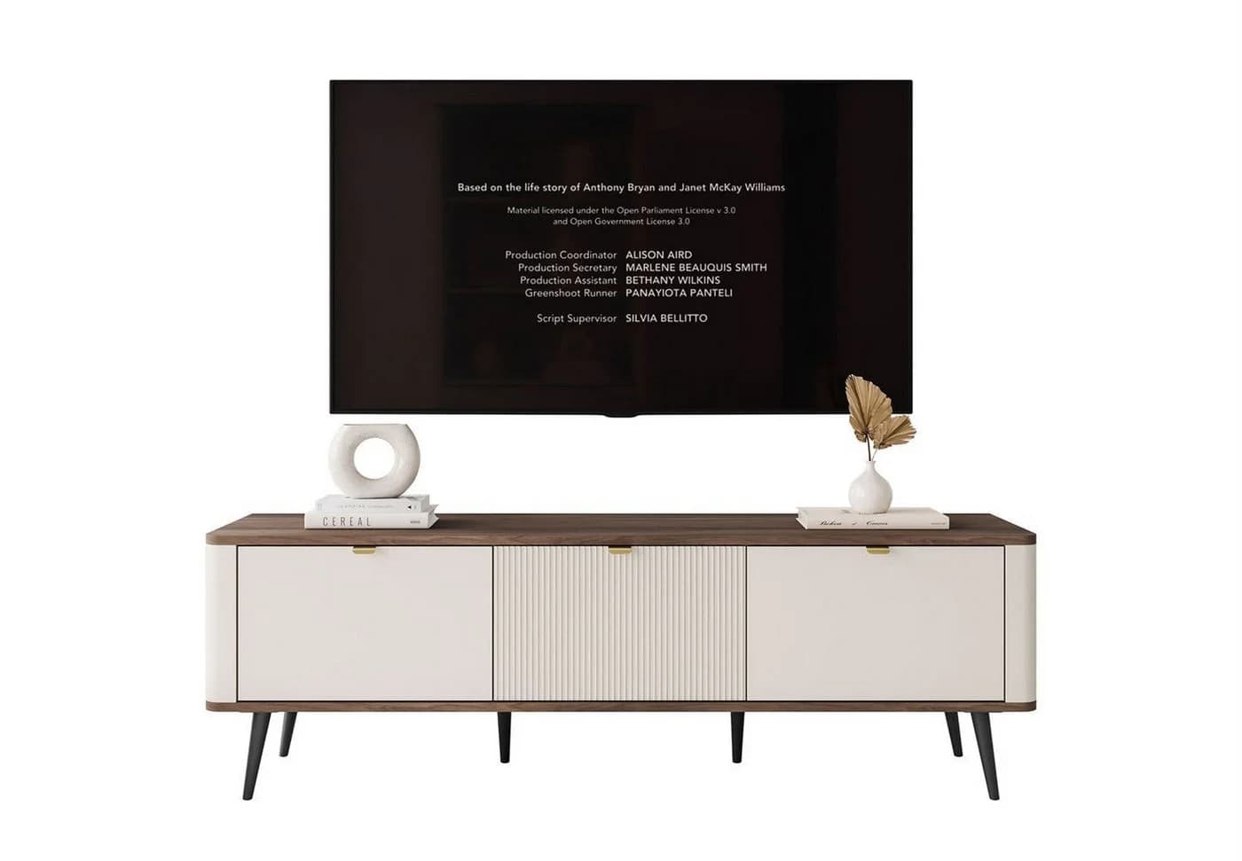 Lookway TV-Schrank AUTUMN 3D auf hohen Beinen beige/grau - Bild 2