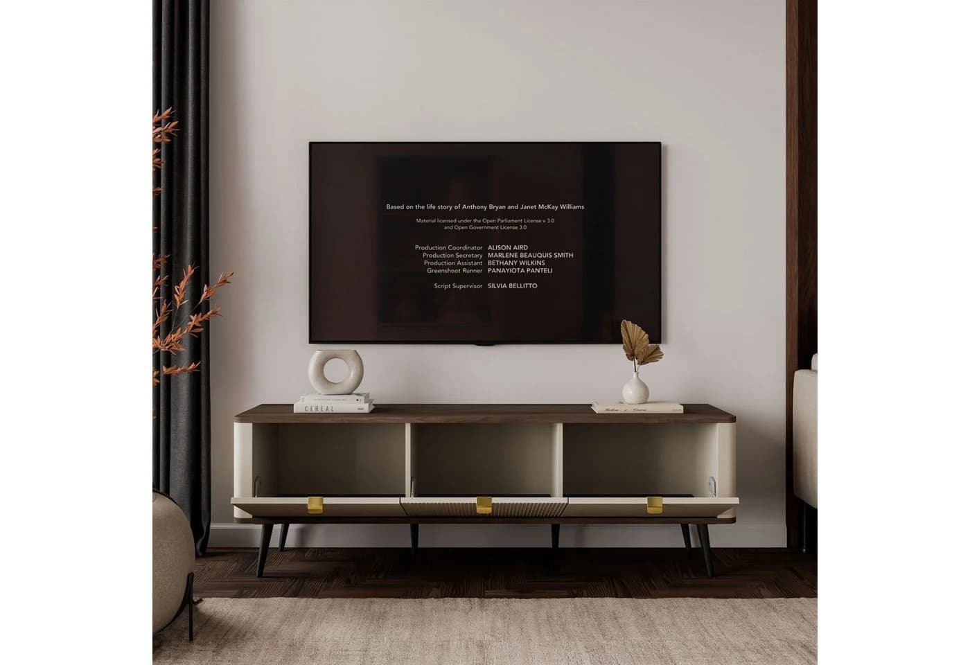 Lookway TV-Schrank AUTUMN 3D auf hohen Beinen beige/grau - Bild 3