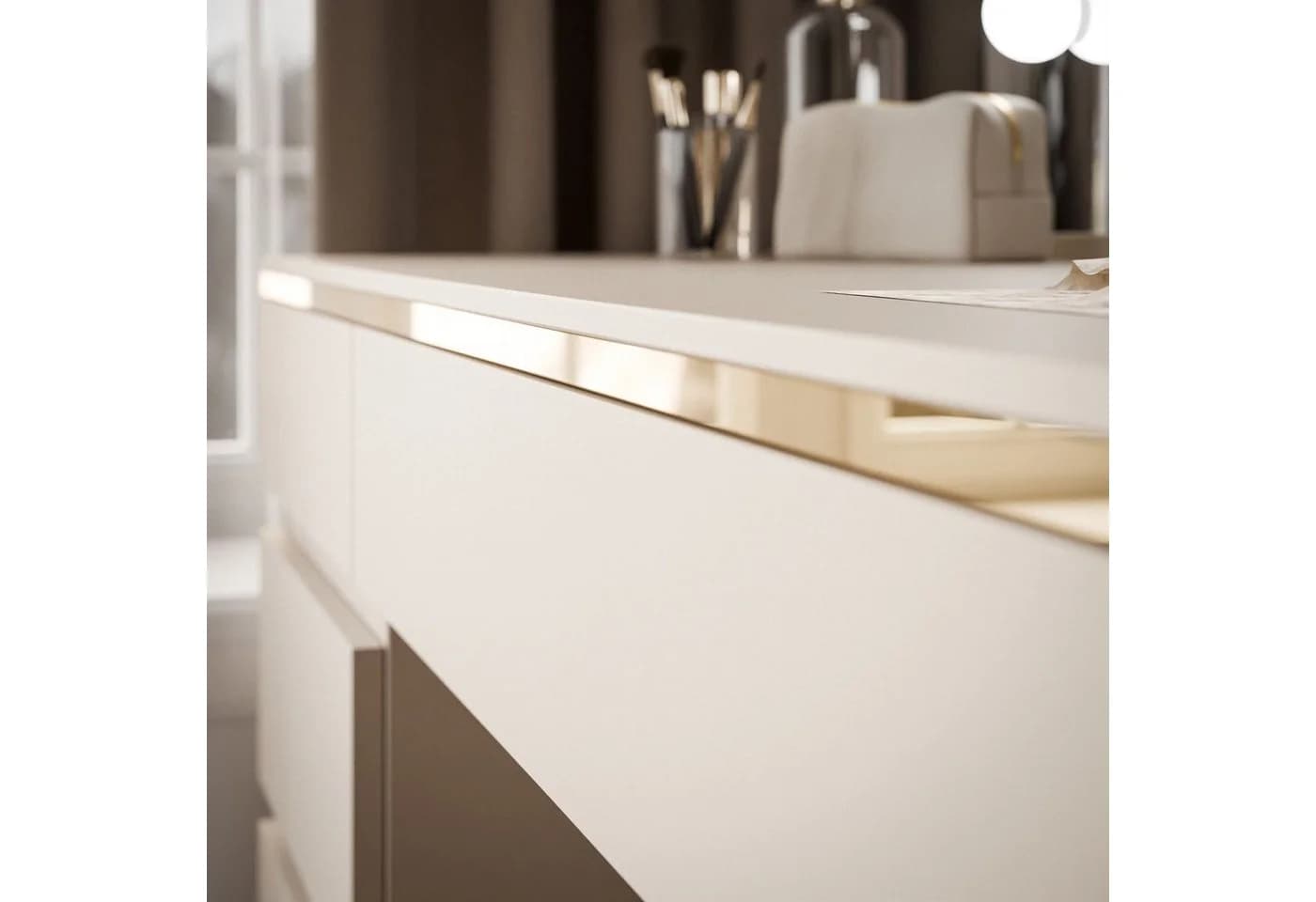 Lookway Schminktisch AURORA DOUBLE Kaschmir mit LED-Spiegel und Schubladen - Bild 5