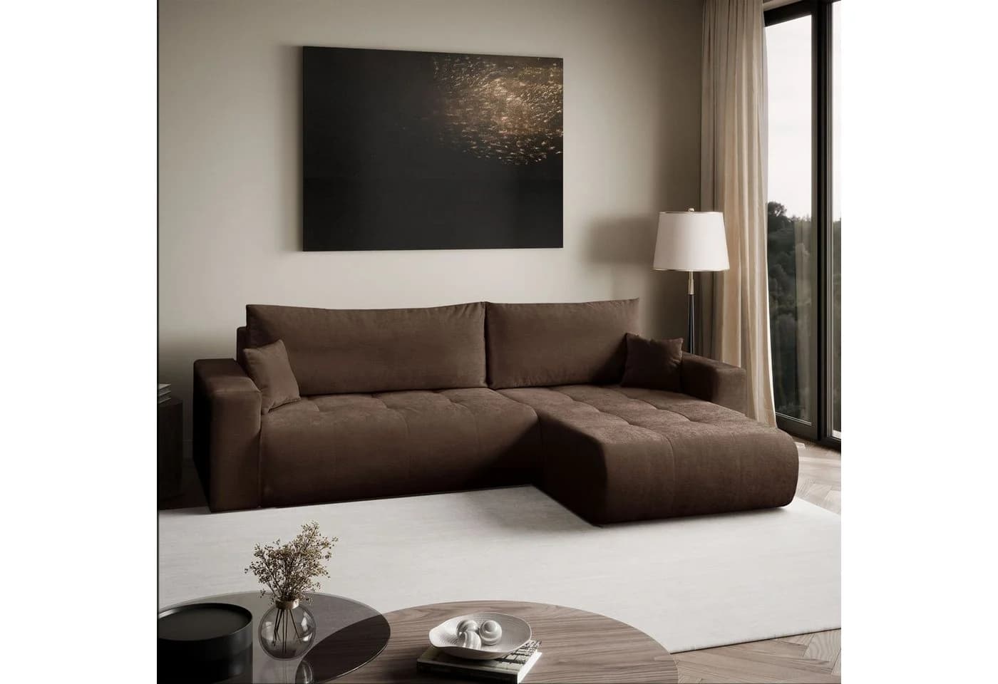Lookway Ecksofa CLOUD mit Bettfunktion und Bettkasten L-Form Braun - Bild 2