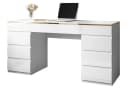 Lookway Schreibtisch AURORA DOUBLE GOLD Weiß Hochglanz mit Schubladen Bild 2