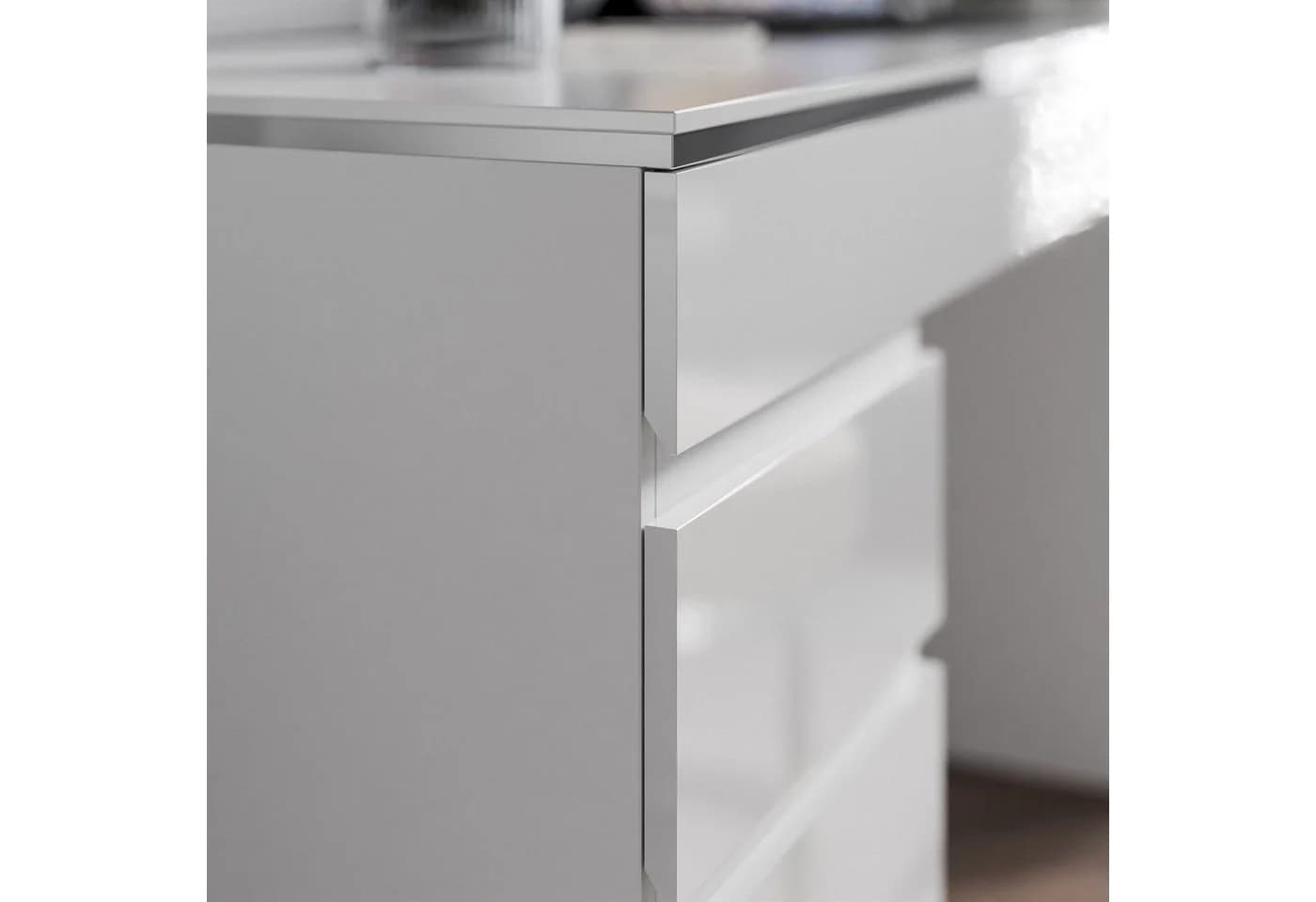 Lookway Schreibtisch AURORA DOUBLE Weiß Silber mit Schubladen - Bild 5