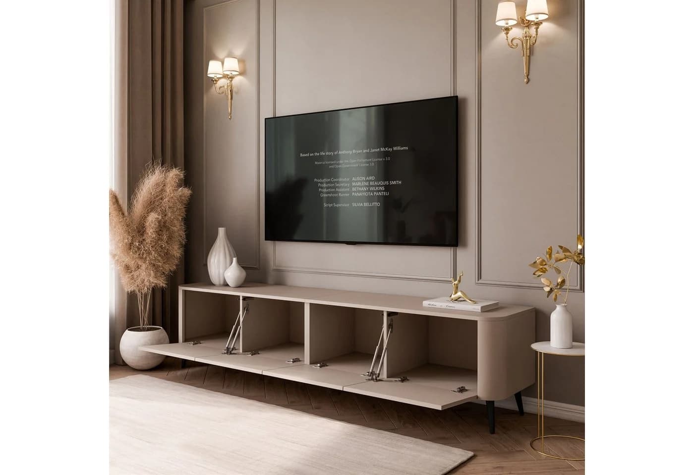 Lookway TV-Schrank CELESTE Push-to-Open mit LED-Beleuchtung Beige - Bild 4