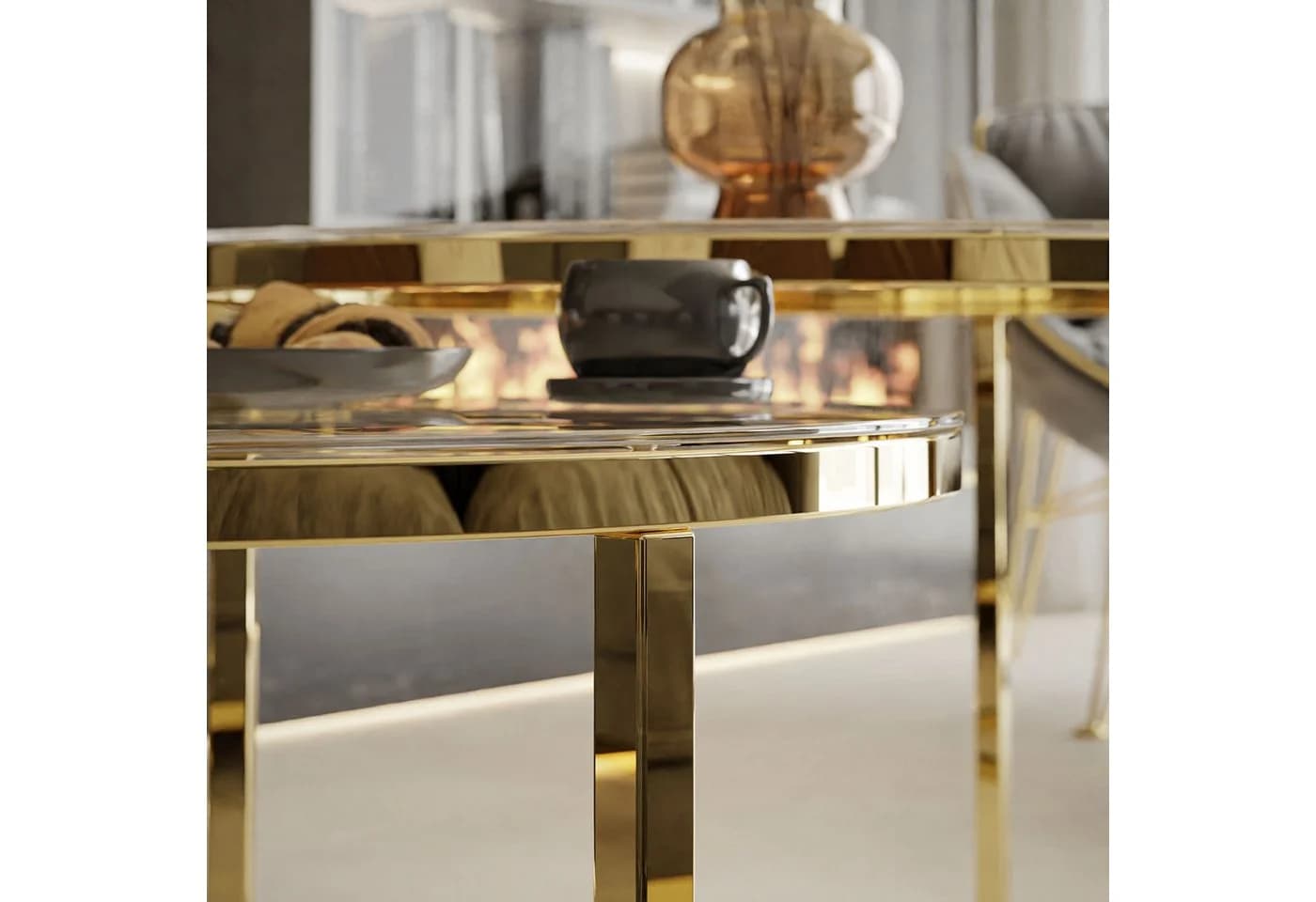 Lookway Couchtisch-Set SELAVI 2in1 Gold Glas - Bild 5