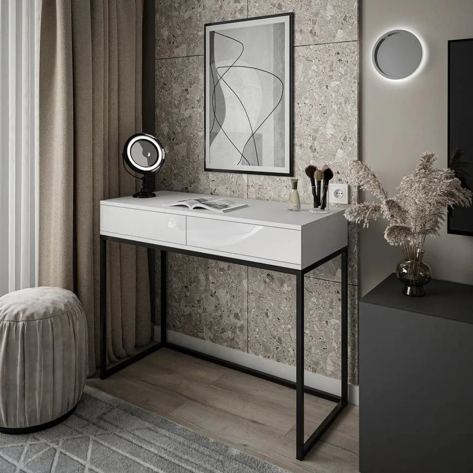 Lookway Konsolentisch BLANCO LOFT Schwarz mit Schubladen