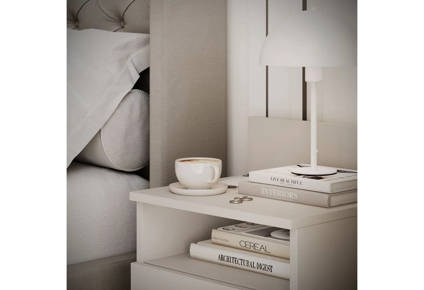 Lookway Nachttisch HANA M1 mit Schubladen Beige - Bild 4