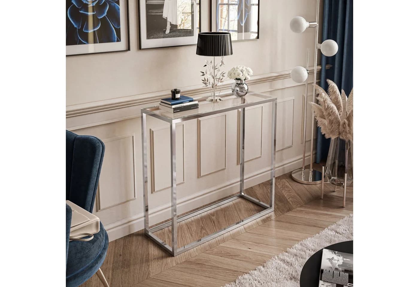 Lookway Konsolentisch MODERN GLASS mit verchromtem Gestell