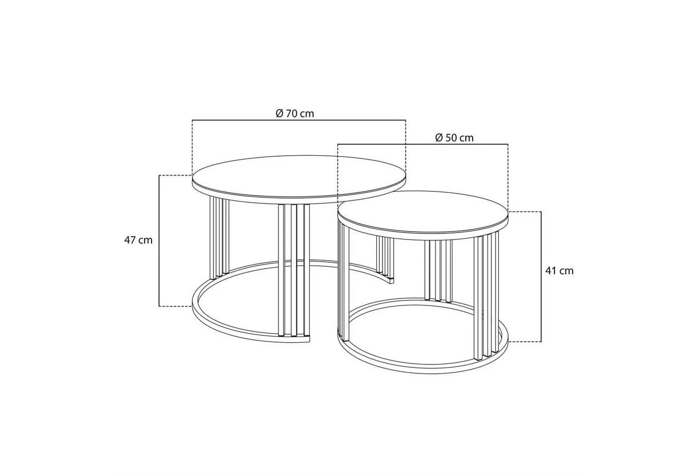 Lookway LORI GLASS 2in1 Couchtisch Schwarz/Gold Glas - Bild 4