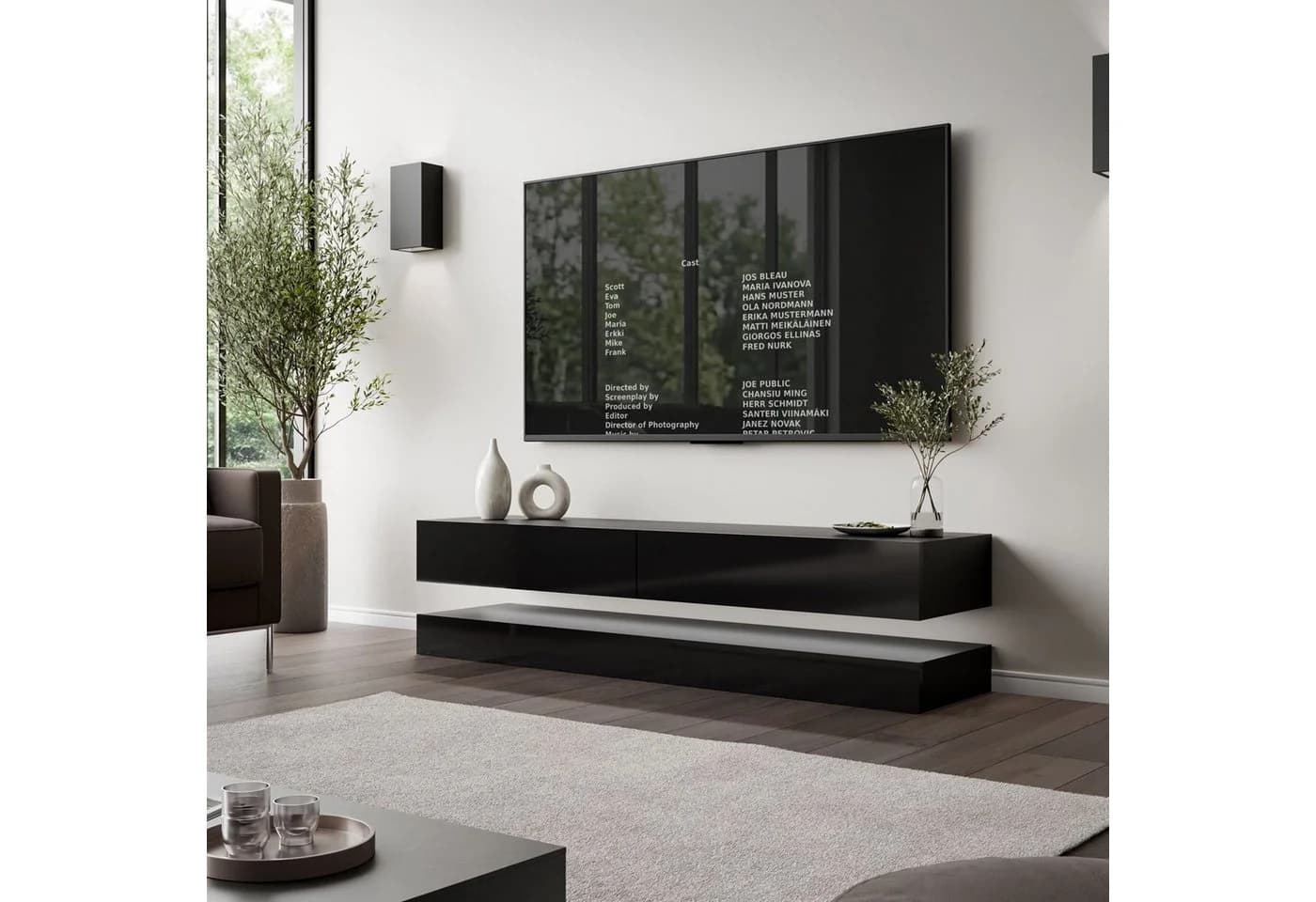 Lookway TV-Schrank SKY 140 cm mit LED-Beleuchtung Schwarz