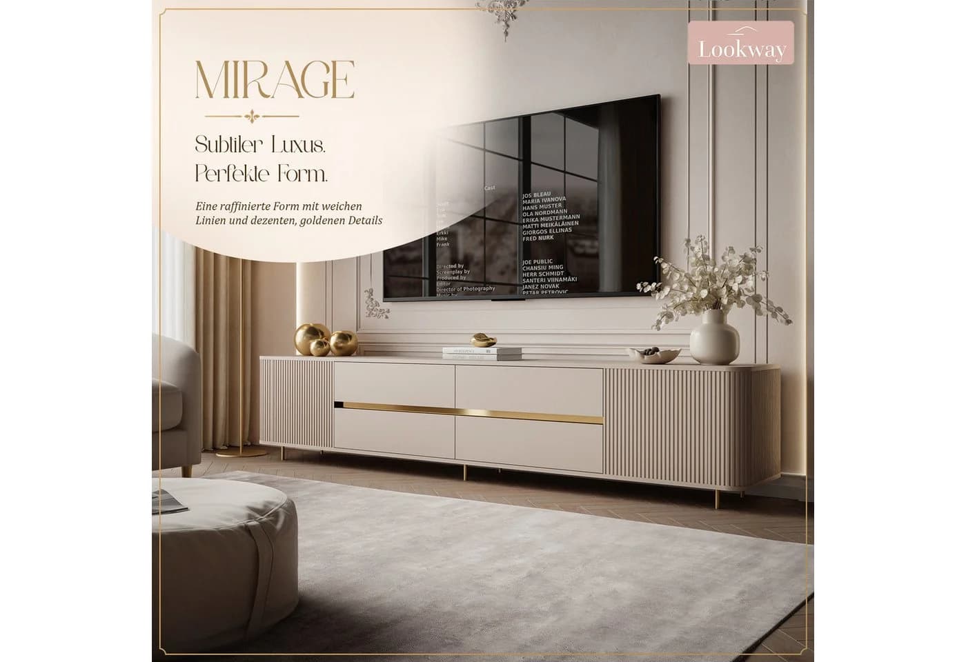 Lookway TV-Schrank MIRAGE GOLD 240 cm Sandbeige mit Push-Open - Bild 3