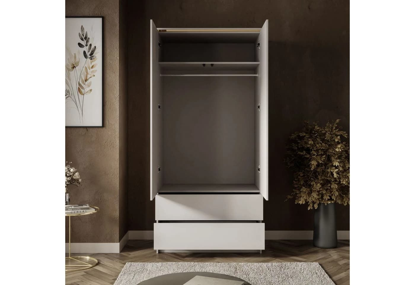 Lookway Kleiderschrank AURORA 2-türig mit Schubladen Kaschmir Goldoptik - Bild 3