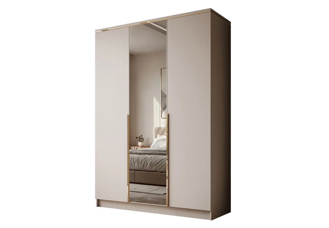 Lookway Kleiderschrank AURORA 3D Kaschmir mit Spiegel und Goldoptik - Bild 2