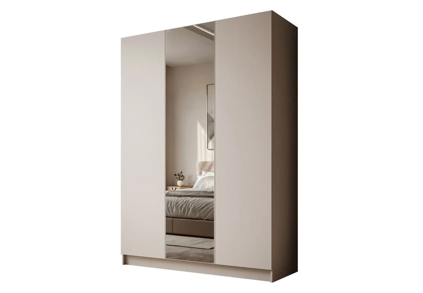 Lookway Kleiderschrank AUREL 3D Beige mit Spiegel und Push-to-Open - Bild 2