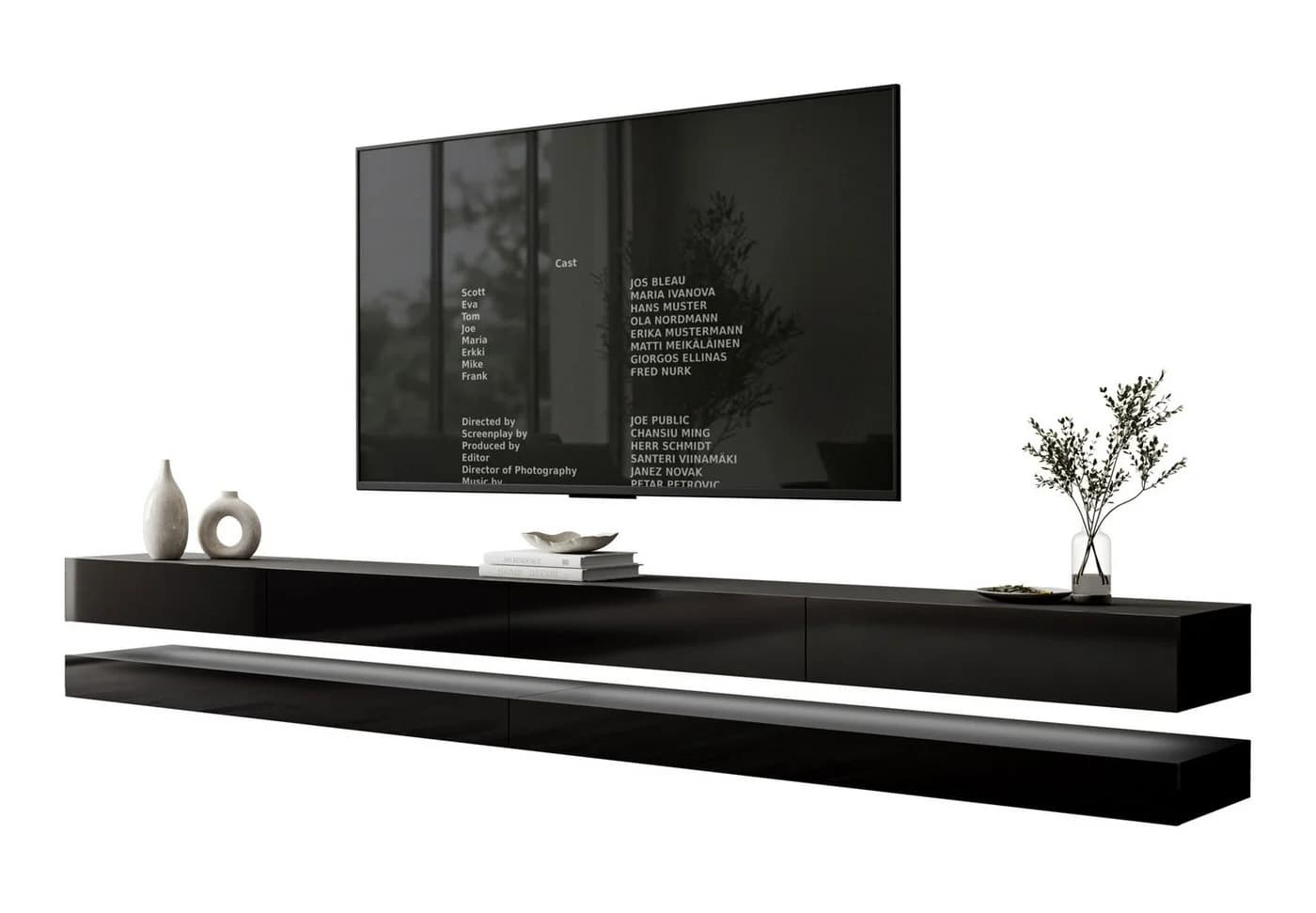 Lookway TV-Schrank SKY 280 cm Schwarz mit LED-Beleuchtung - Bild 2