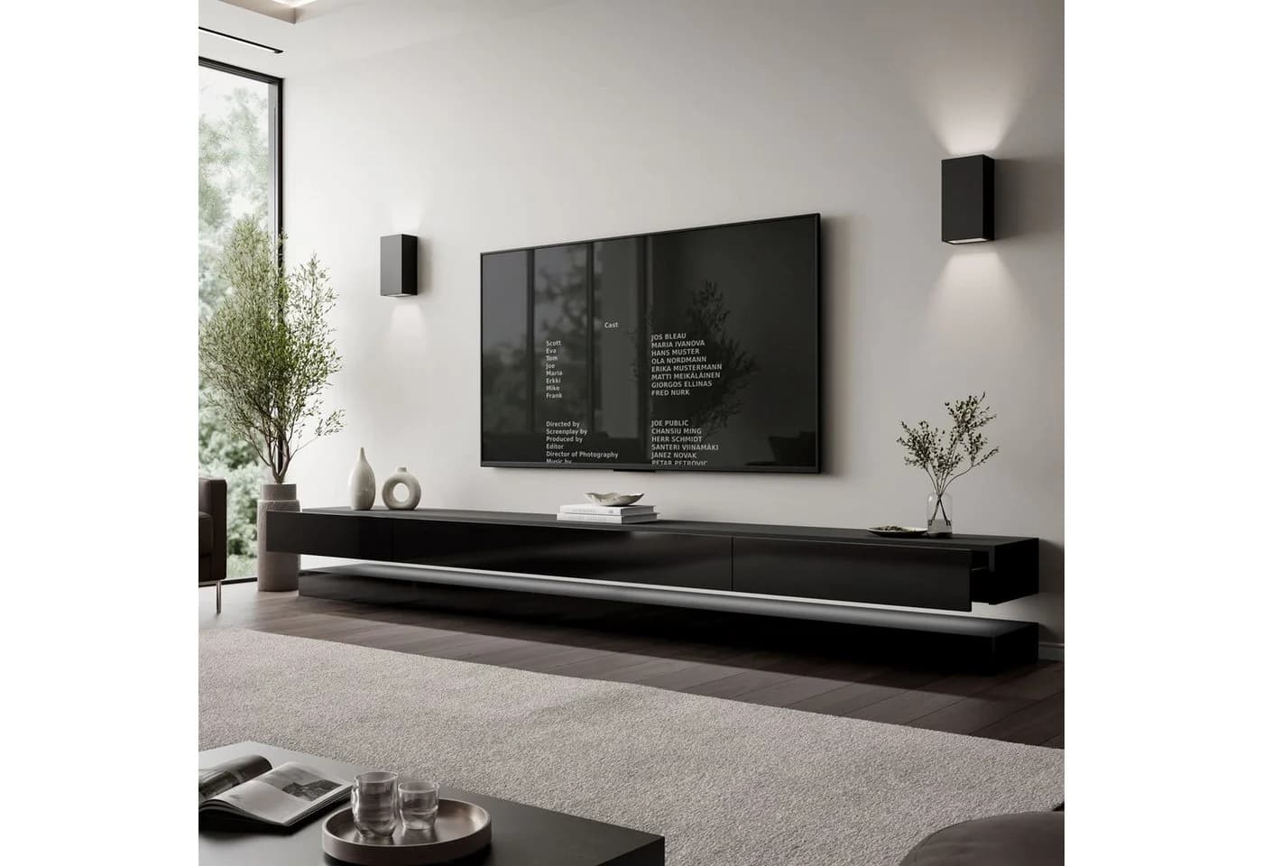 Lookway TV-Schrank SKY 280 cm Schwarz mit LED-Beleuchtung - Bild 3